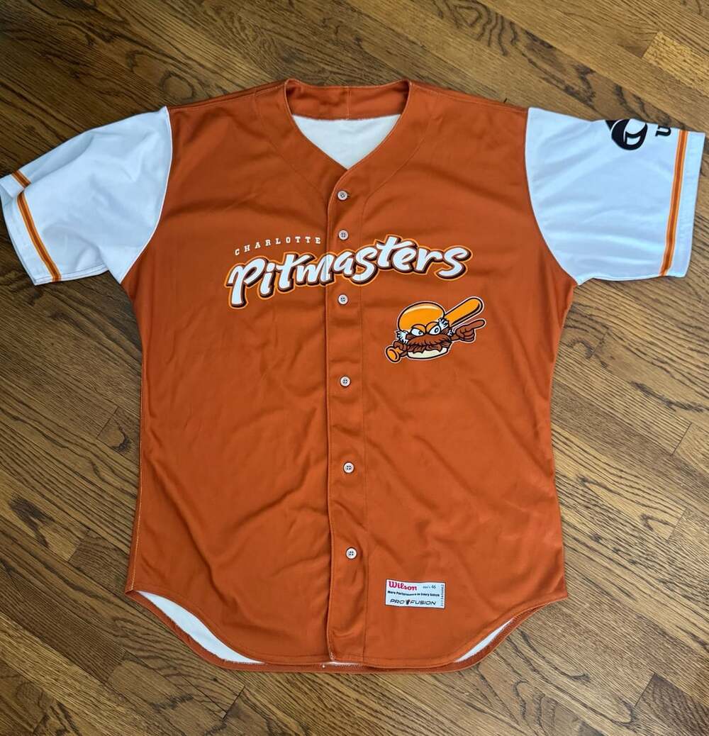 Wilson Charlotte Pitmasters Jersey Size 46 Orange White Baseball Top